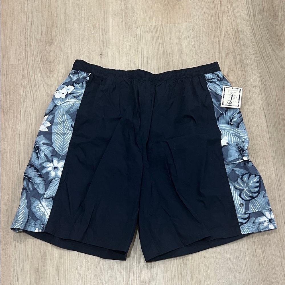 NWT round tree and Yourke Navy Floral Swim Shorts